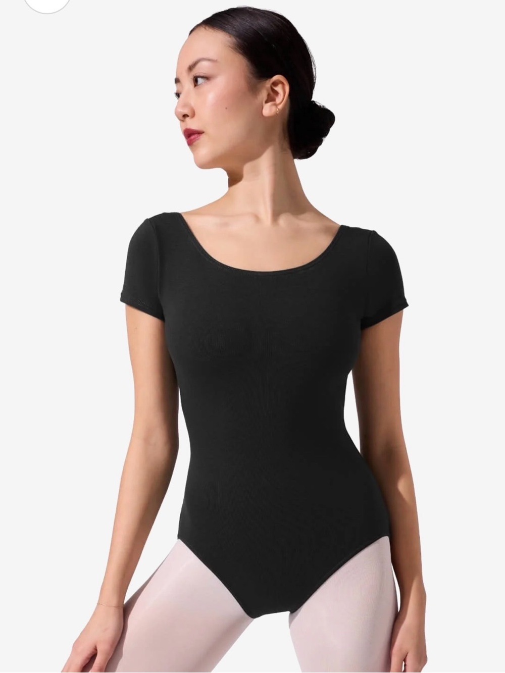 Capezio Black Short-Sleeve Ballet Bodysuit